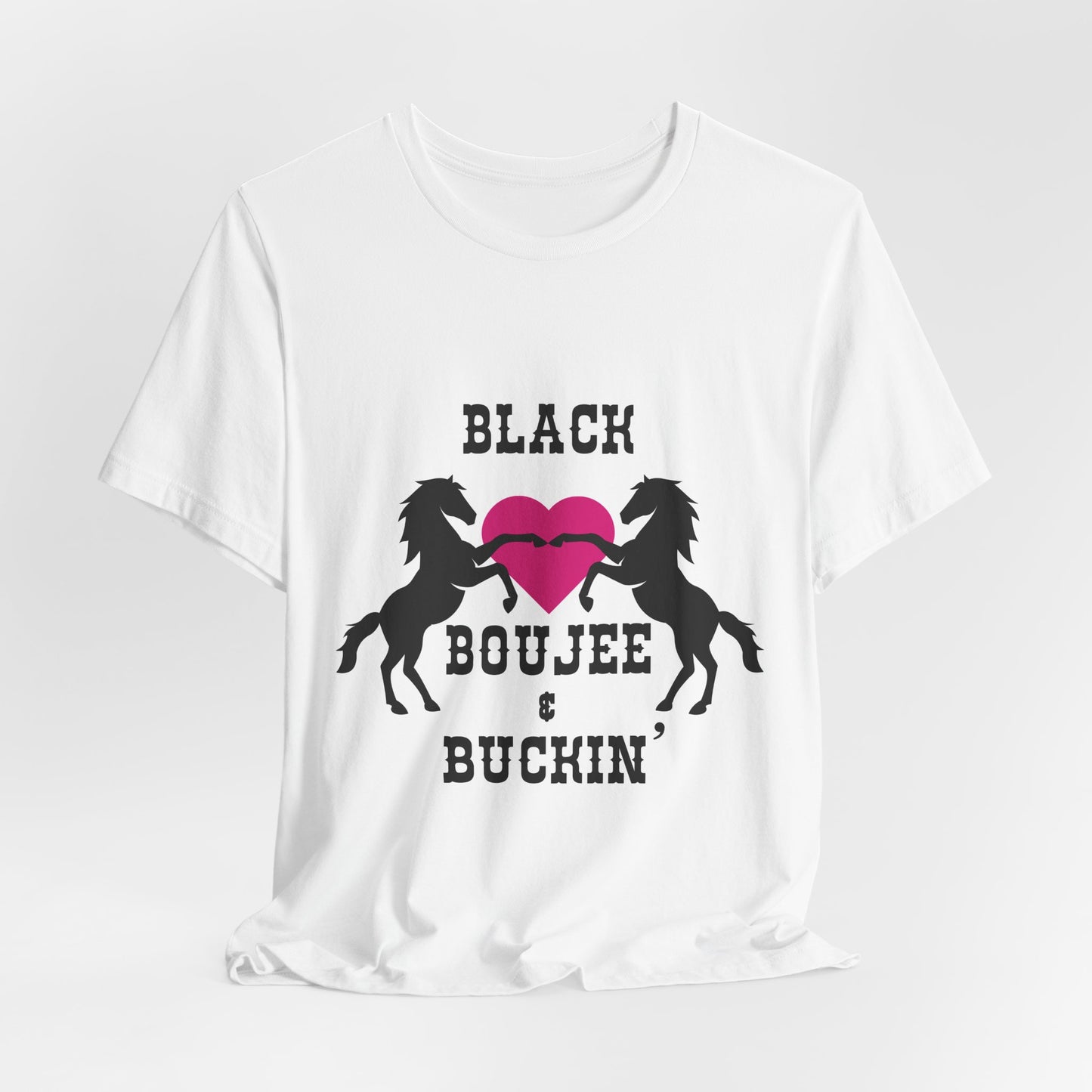 Black Boujee & Buckin' Women's Jersey Tee - Pink Heart