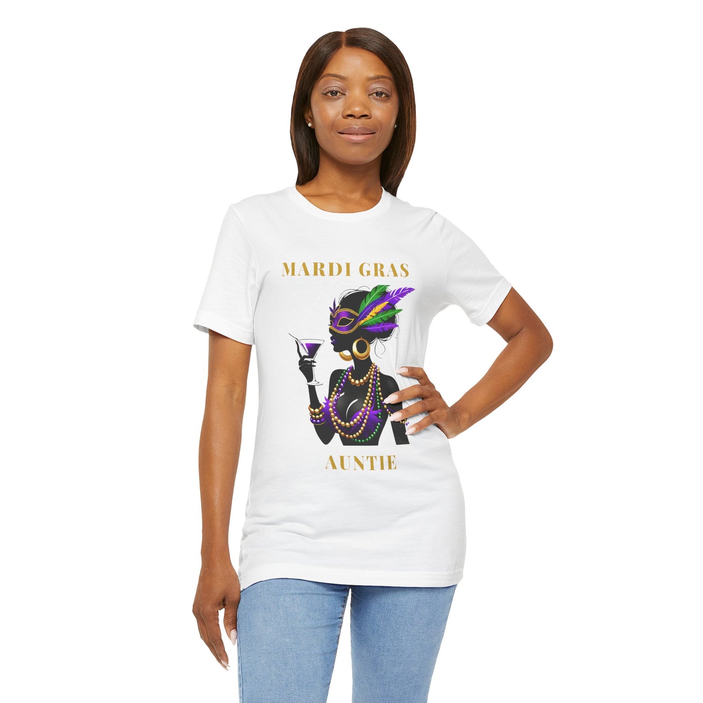 Mardi Gras Auntie Short Sleeve Tee
