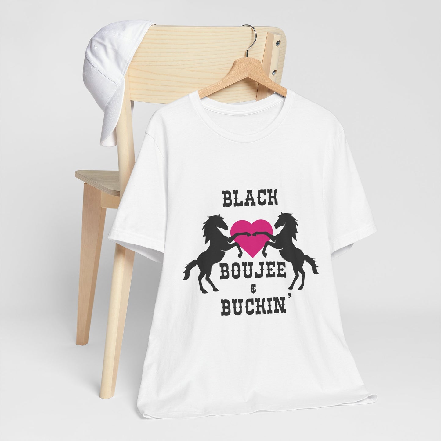 Black Boujee & Buckin' Women's Jersey Tee - Pink Heart