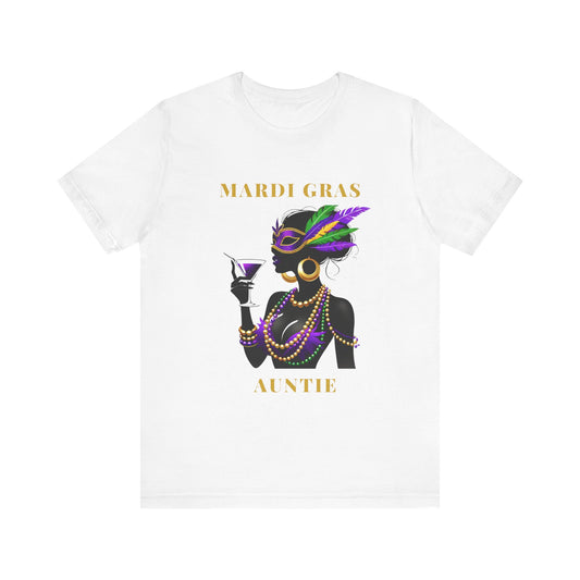 Mardi Gras Auntie  Short Sleeve Tee