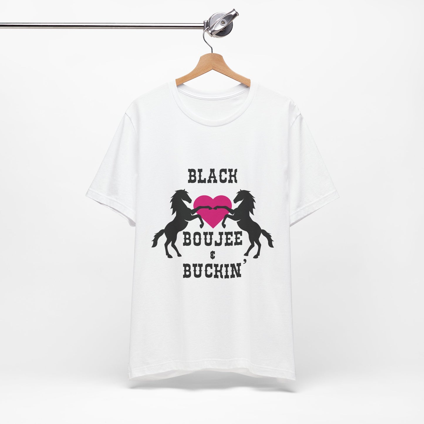 Black Boujee & Buckin' Women's Jersey Tee - Pink Heart
