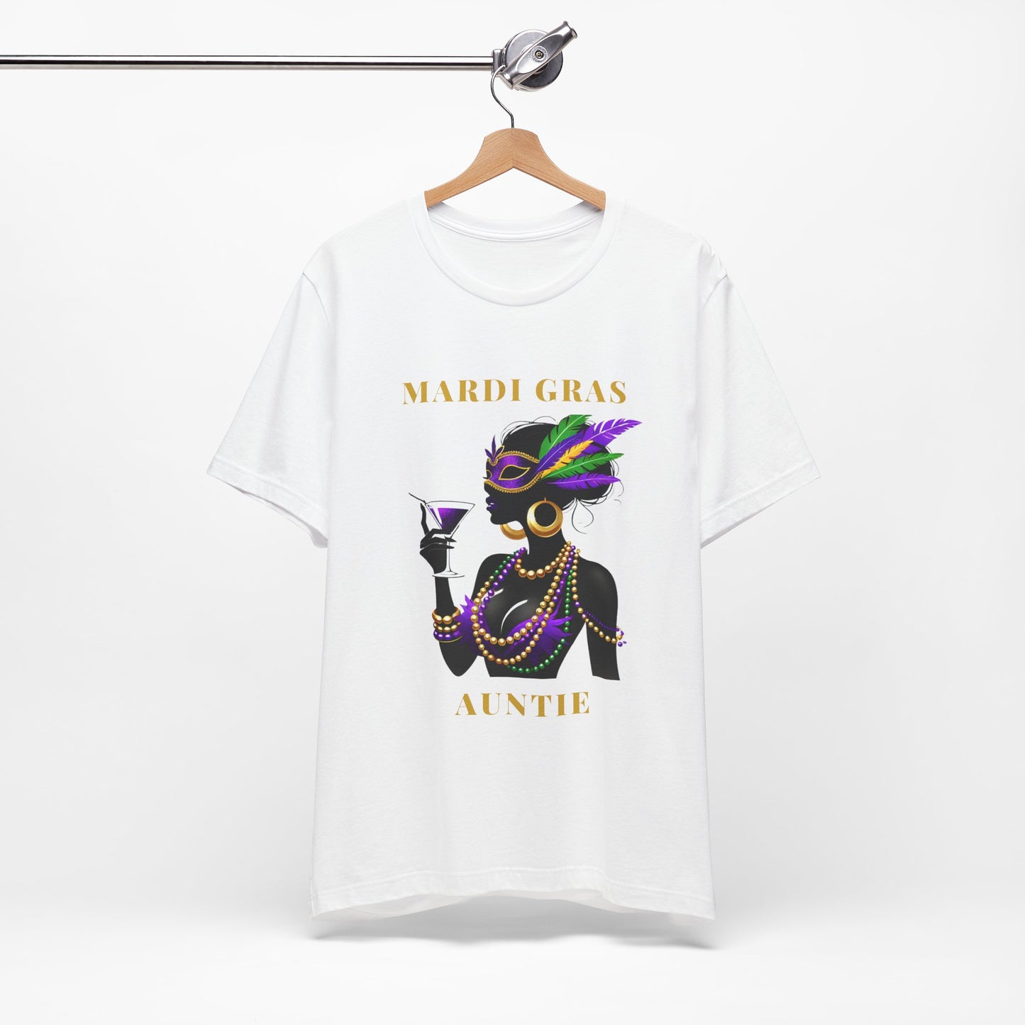 Mardi Gras Auntie  Short Sleeve Tee