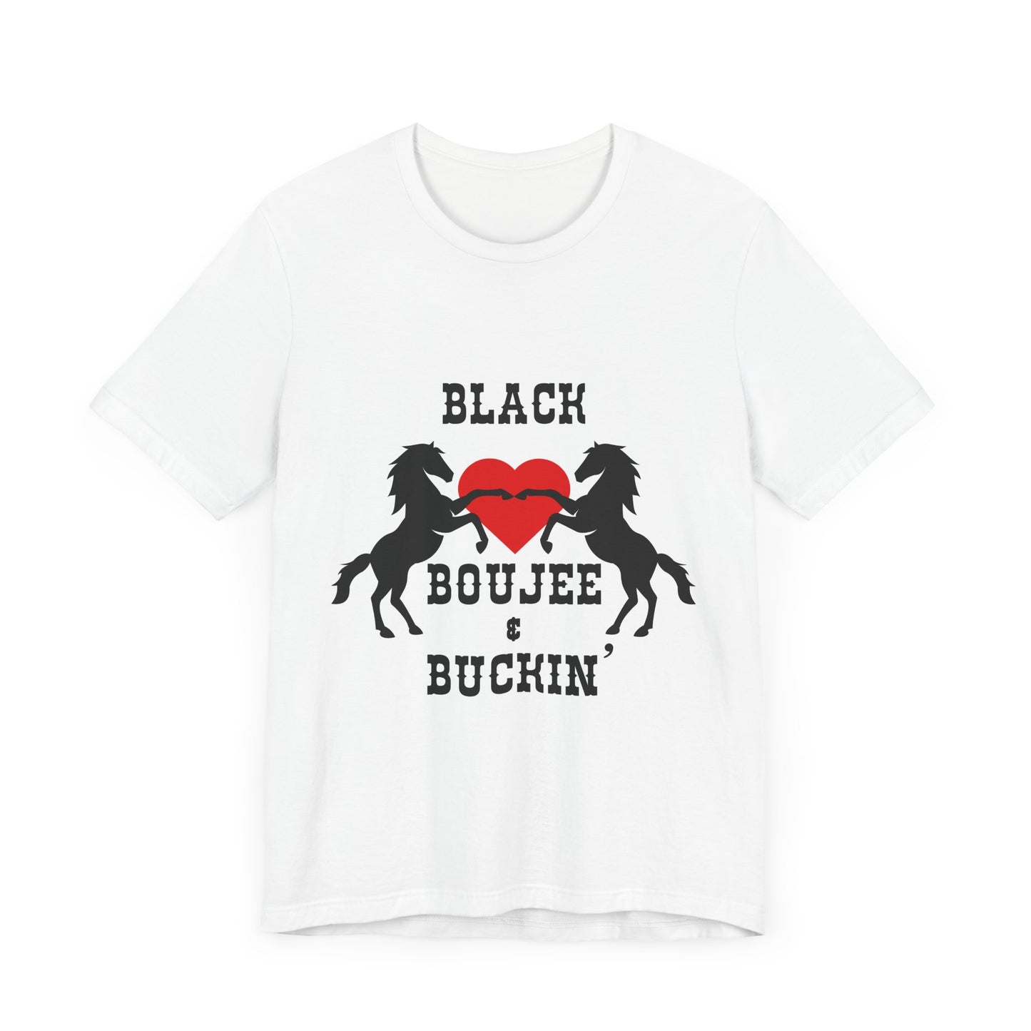 Black Boujee & Buckin' Jersey Tee - Red Heart