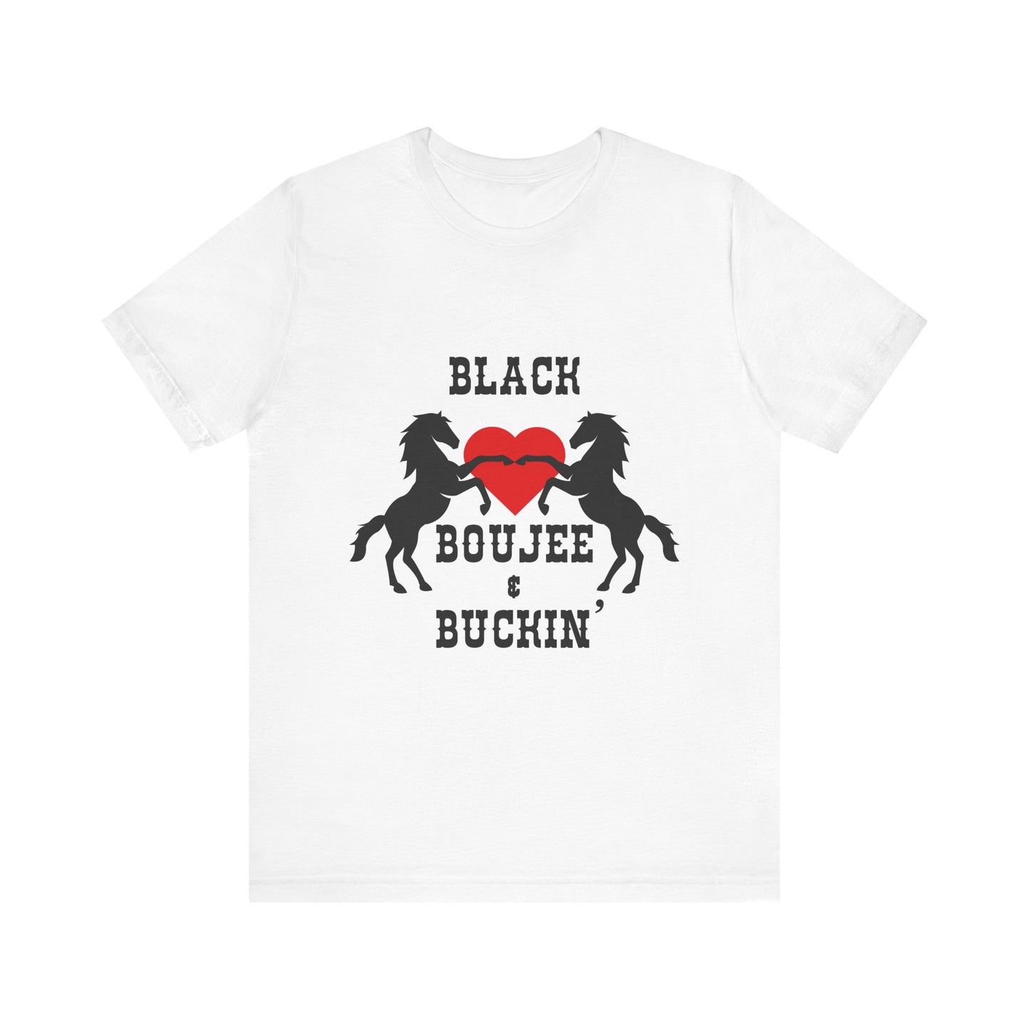 Black Boujee & Buckin' Jersey Tee - Red Heart