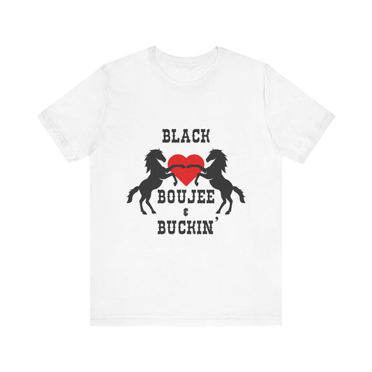 Black Boujee & Buckin' Jersey Tee - Red Heart