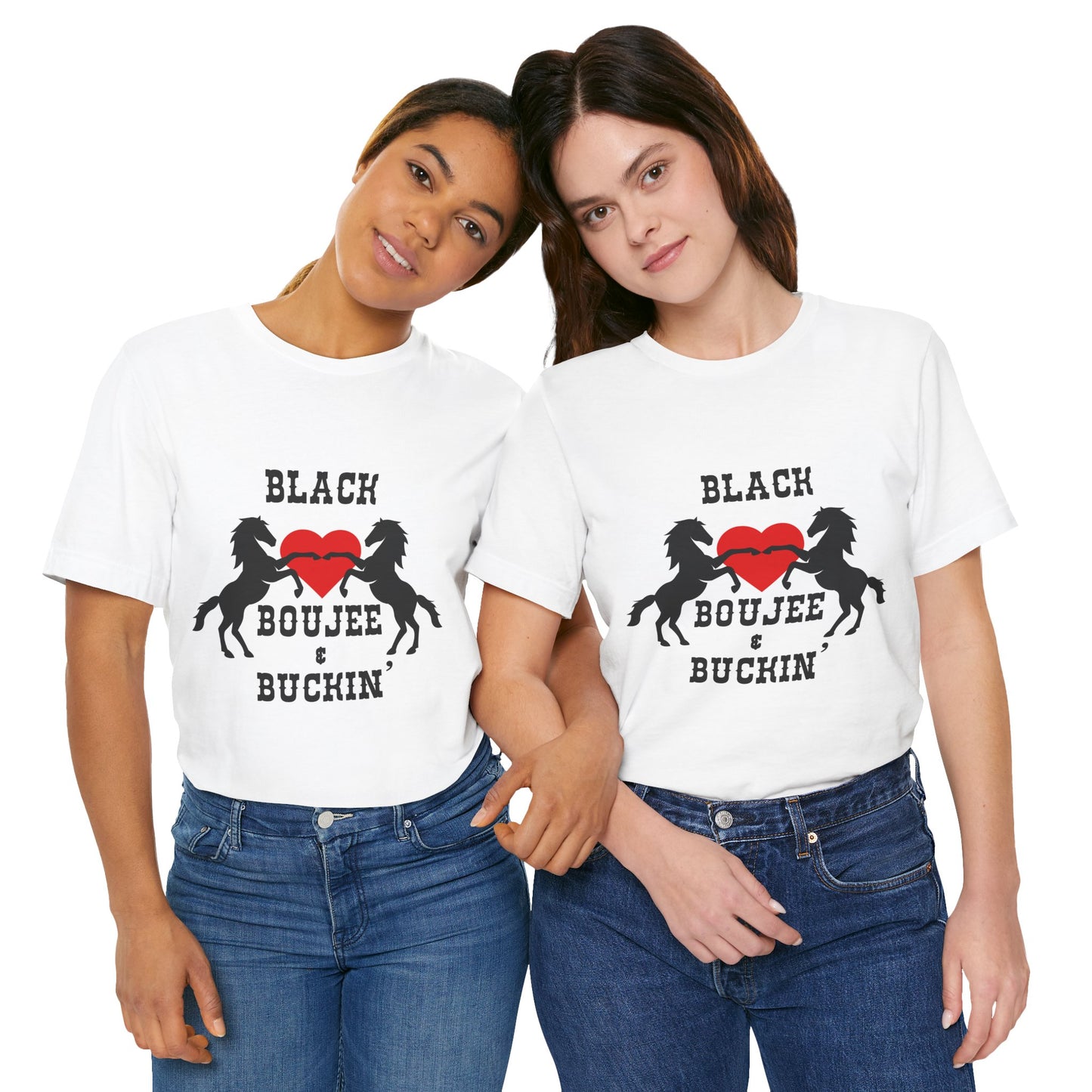 Black Boujee & Buckin' Jersey Tee - Red Heart